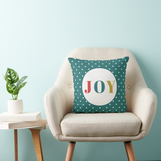 Simple Minimalist Technicolor Joy Holiday Throw Pillow (Chair)