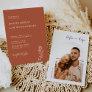 Simple Minimalist Terracotta Photo Wedding Invitation