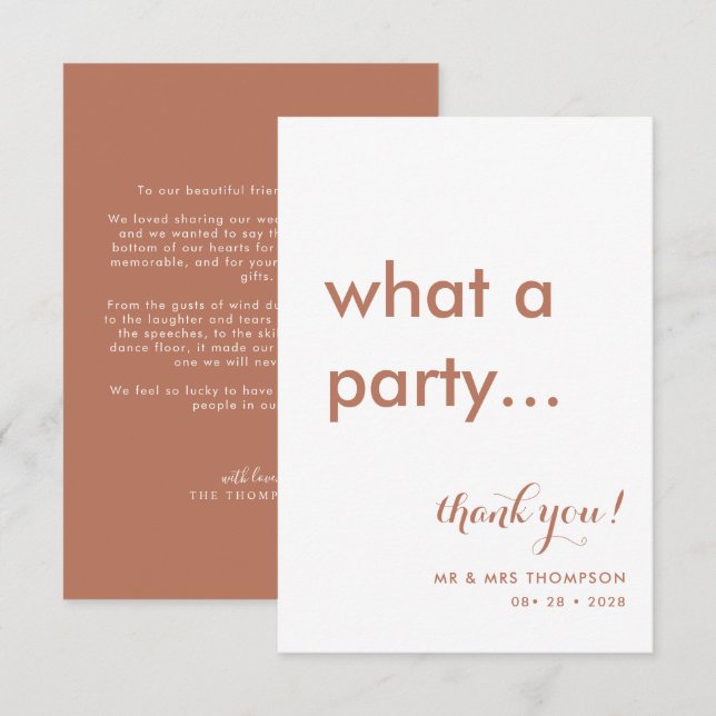 Simple Minimalist Terracotta Wedding Thank You Card (Front/Back)