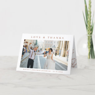 Simple Minimalist Terracotta Wildflower Wedding    Letterpress Thank You Card