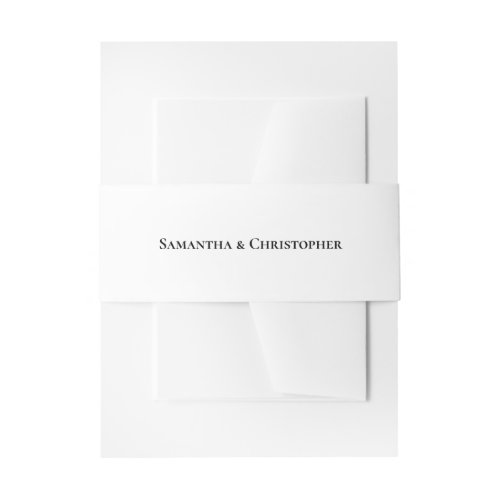 Simple Minimalist Text Only White Wedding Invitation Belly Band