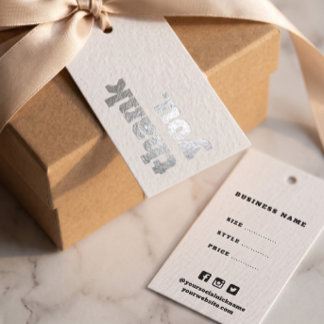 Simple Minimalist Thank You Business Price Foil Gift Tags