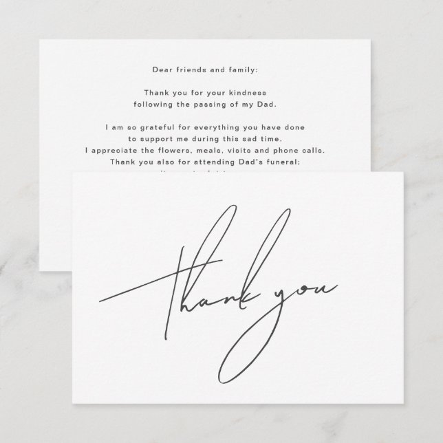 Simple Minimalist Thank You for Condolences Card (Front/Back)