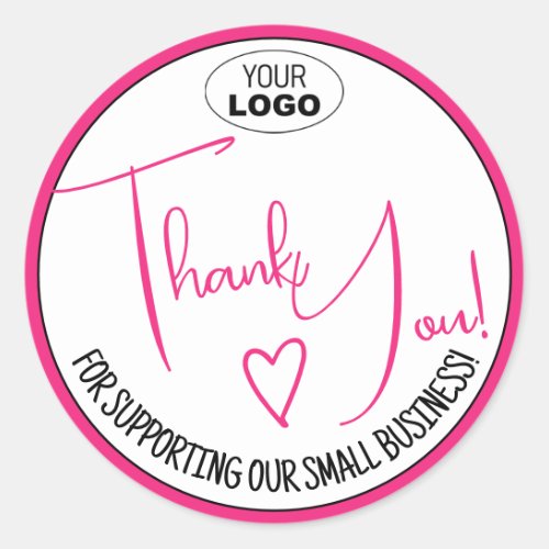 Simple Minimalist Thank You Labels Bright Pink 