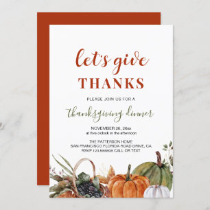 Simple Minimalist Thanksgiving Dinner Invitation