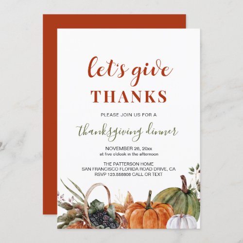 Simple Minimalist Thanksgiving Dinner Invitation