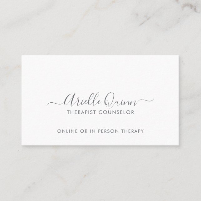 Simple Minimalist Therapist Counselor  Business Card (Front)