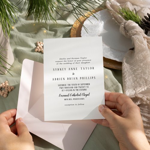 Simple Minimalist Traditional Wedding Invitation