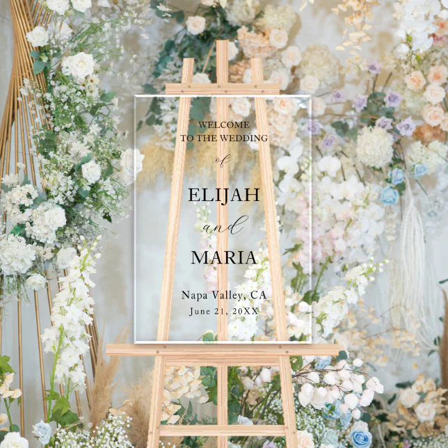 Simple Minimalist Transparent Wedding Welcome Acrylic Sign | Zazzle