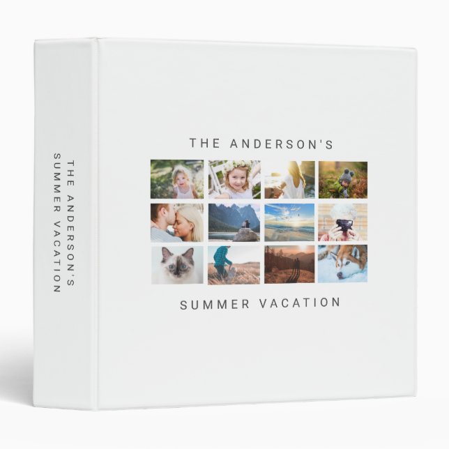 Simple Minimalist travel holiday photo album 3 Ring Binder (Front/Spine)