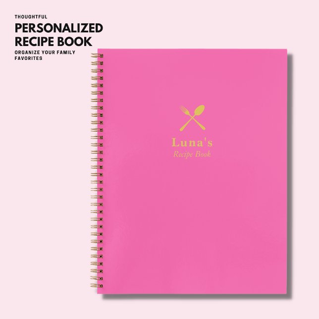 Simple Minimalist Trendy Hot Pink and Gold Recipe Notebook (Creator Uploaded)