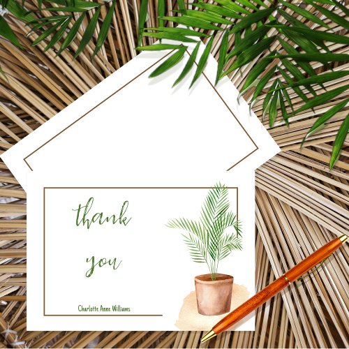 Simple Minimalist Tropical Plant  Thank You Card