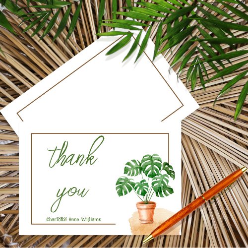 Simple Minimalist Tropical Plant Thank You Card