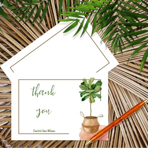 Simple Minimalist Tropical Plant  Thank You Card