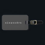 Simple Minimalist Typewriter Name Custom Black Luggage Tag<br><div class="desc">This stylish custom luggage tag features a simple minimalist design of your name in a retro typewriter font in white on a contemporary black background. Great gift idea!</div>