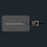 Simple Minimalist Typewriter Name Custom Black Luggage Tag<br><div class="desc">This stylish custom luggage tag features a simple minimalist design of your name in a retro typewriter font in white on a contemporary black background. Great gift idea!</div>