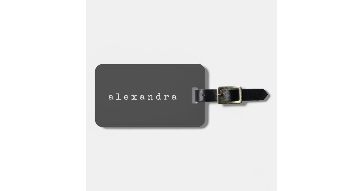 Simple Minimalist Typewriter Name Custom Black Luggage Tag Zazzle