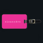 Simple Minimalist Typewriter Name Custom Hot Pink Luggage Tag<br><div class="desc">This stylish custom luggage tag features a simple minimalist design of your name in a retro typewriter font in white on a hot pink background. Great gift idea!</div>