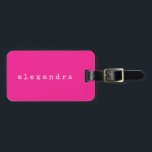 Simple Minimalist Typewriter Name Custom Hot Pink Luggage Tag<br><div class="desc">This stylish custom luggage tag features a simple minimalist design of your name in a retro typewriter font in white on a hot pink background. Great gift idea!</div>