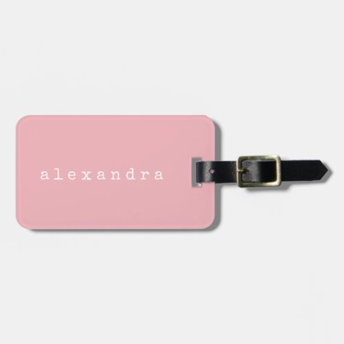 Simple Minimalist Typewriter Name Custom Pink Luggage Tag