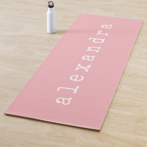 Simple Minimalist Typewriter Name Custom Pink Yoga Mat