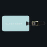 Simple Minimalist Typewriter Name Light Aqua Blue Luggage Tag<br><div class="desc">This stylish custom luggage tag features a simple minimalist design of your name in a retro typewriter font in white on a light aqua blue background. Great gift idea!</div>