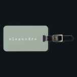 Simple Minimalist Typewriter Name Rustic Sage  Luggage Tag<br><div class="desc">This stylish custom luggage tag features a simple minimalist design of your name in a retro typewriter font in white on a sage green background. Great gift idea!</div>