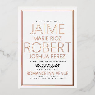 SIMPLE & MINIMALIST Typography Black Wedding Foil Foil Invitation