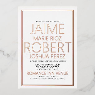 SIMPLE & MINIMALIST Typography Black Wedding Foil Invitation