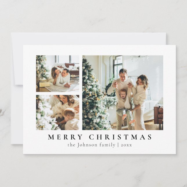 Simple Minimalist Typography Photo Christmas Card (Front)