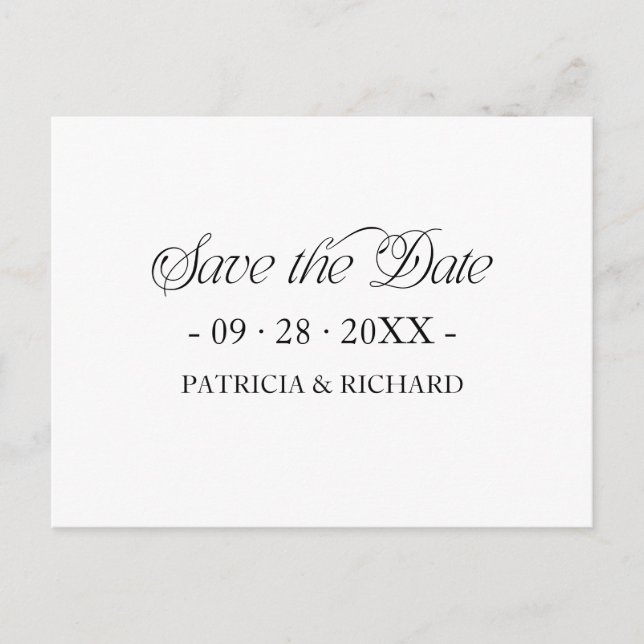 Simple Minimalist Typography Save the Date Postcard (Front)