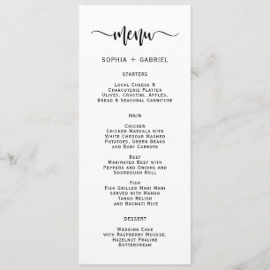 Simple Minimalist Typography Wedding Menu Card