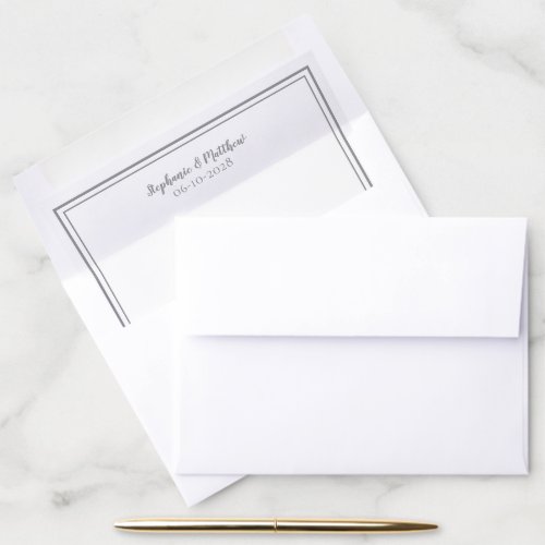 Simple Minimalist Ultimate Gray Custom Name Date Envelope Liner