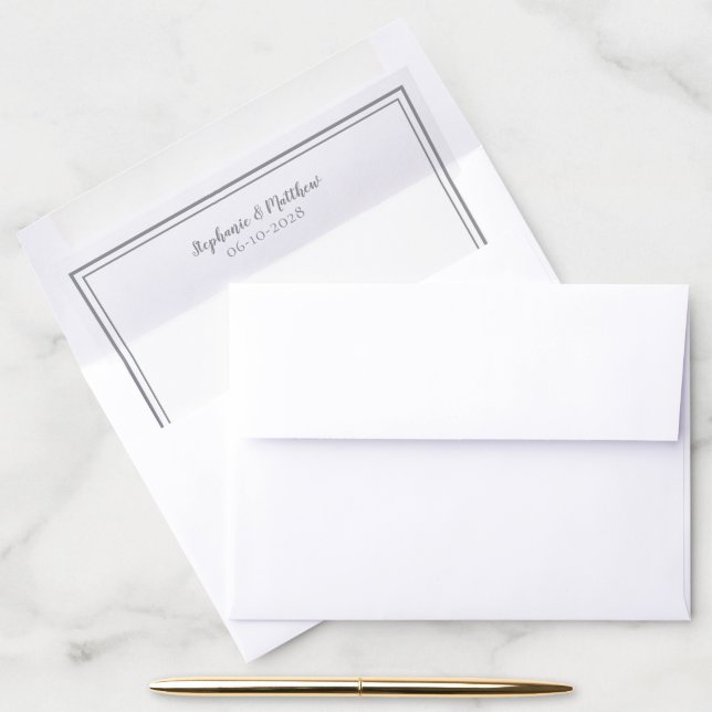 Simple Minimalist Ultimate Gray Custom Name Date Envelope Liner (Desk)