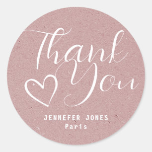 Simple Minimalist Vintage Pink Calligraphy Heart  Classic Round Sticker