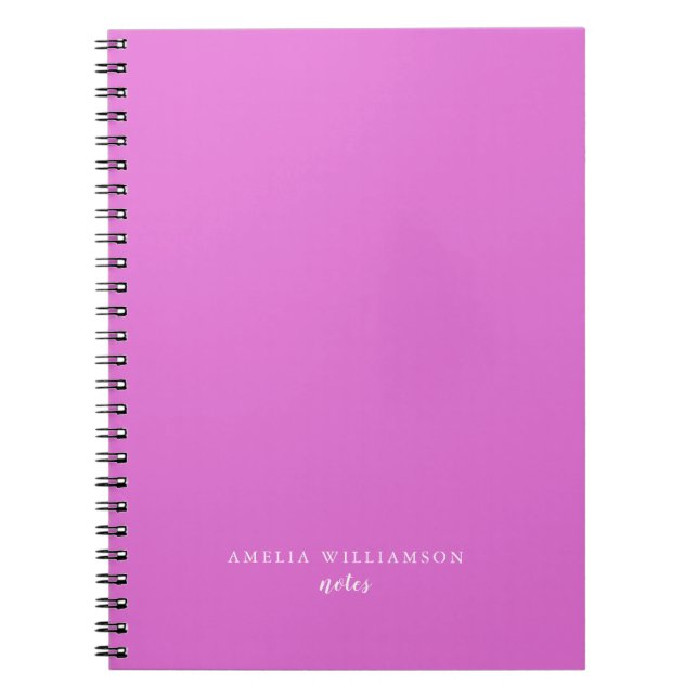 Simple Minimalist Violet Purple Personalized Name Notebook (Front)
