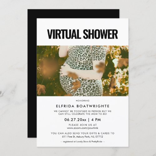 Simple minimalist Virtual shower photo Invitation
