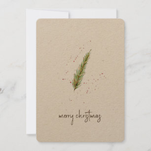 Simple Minimalist Watercolor Greenery Custom Holiday Card