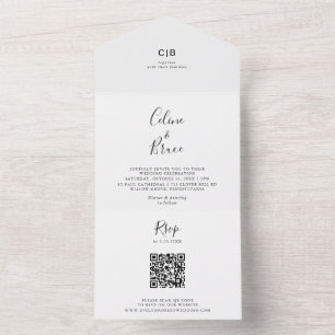 Simple Minimalist Wedding   All In One Invitation
