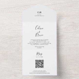 Simple Minimalist Wedding   All In One Invitation