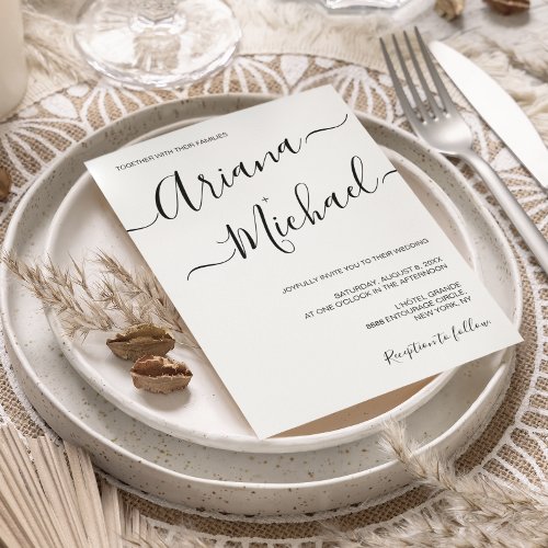  Simple Minimalist Wedding Black White Typography  Invitation