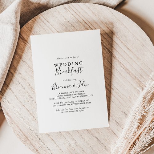 Simple Minimalist Wedding Breakfast Invitation