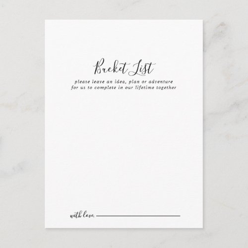 Simple Minimalist Wedding Bucket List Cards