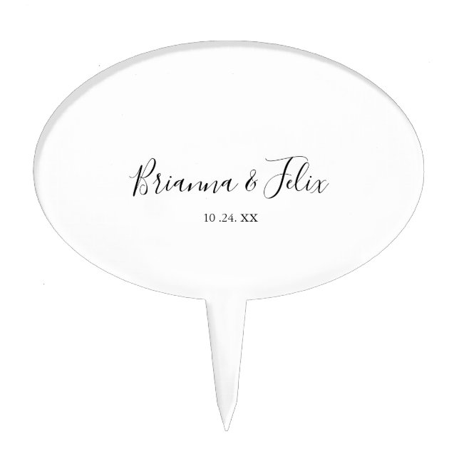 Simple Minimalist Wedding Cake Topper (Front)