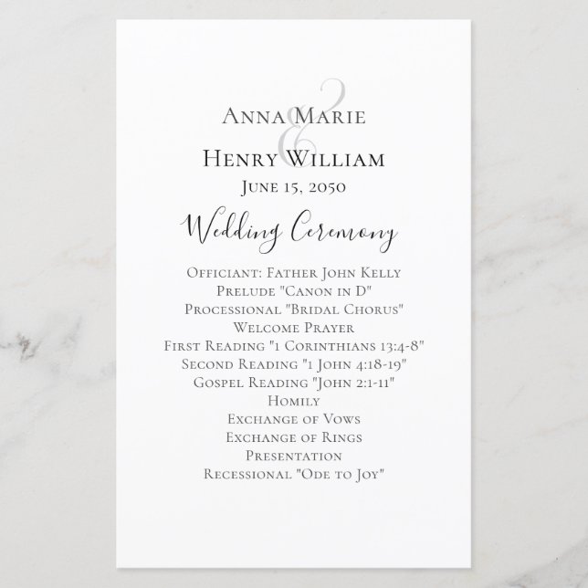 Simple Minimalist Wedding Ceremony Template (Front)