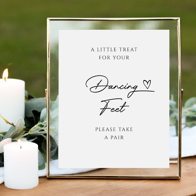 Simple Minimalist Wedding Dancing Feet Pedestal Sign (Creator Uploaded)