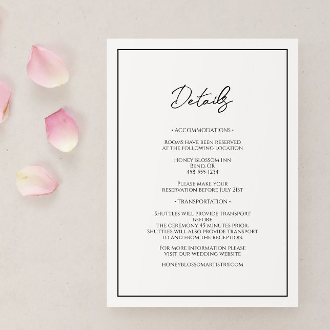 Simple Minimalist Wedding Details Enclosure Card (Creator Uploaded)