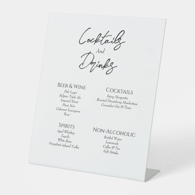 Simple Minimalist Wedding Drinks Bar Sign (Front)