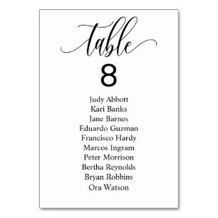 Simple Minimalist Wedding Event Seating Chart Table Number