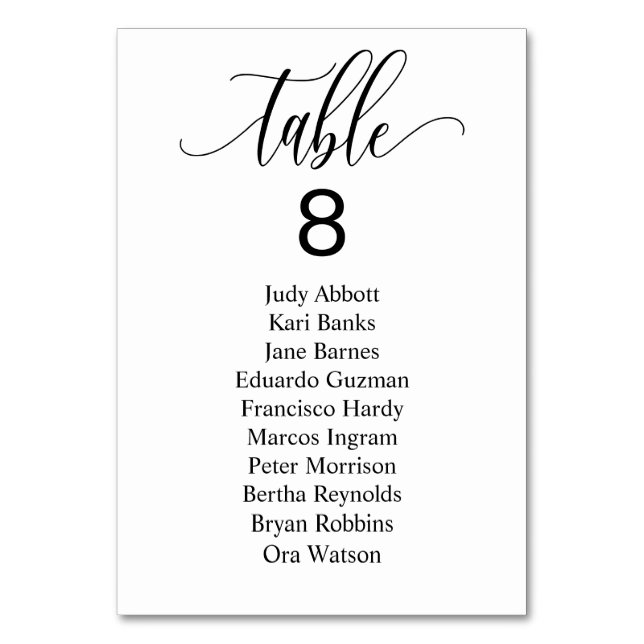 Simple Minimalist Wedding Event Seating Chart Table Number (Front)